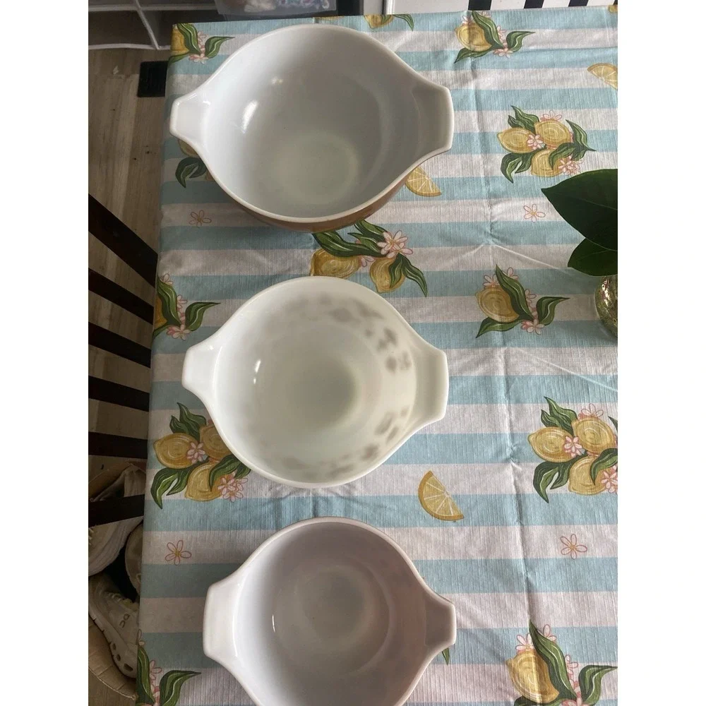 Vintage Pyrex Early American Nesting Cinderella Bowls Mid Century Set Of 3